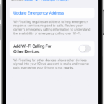 An iPhone showing the Wi-Fi Calling screen, with Wi-Fi Calling on This Phone turned on.  