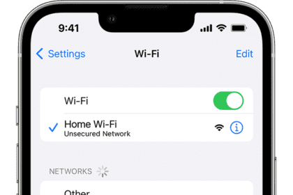 An iPhone showing the Wi-Fi screen. There's a blue a checkmark next to the Wi-Fi network's name.  