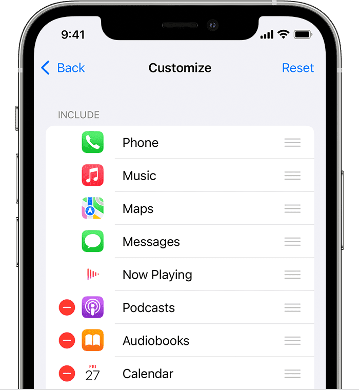 iPhone showing how to arrange CarPlay apps  