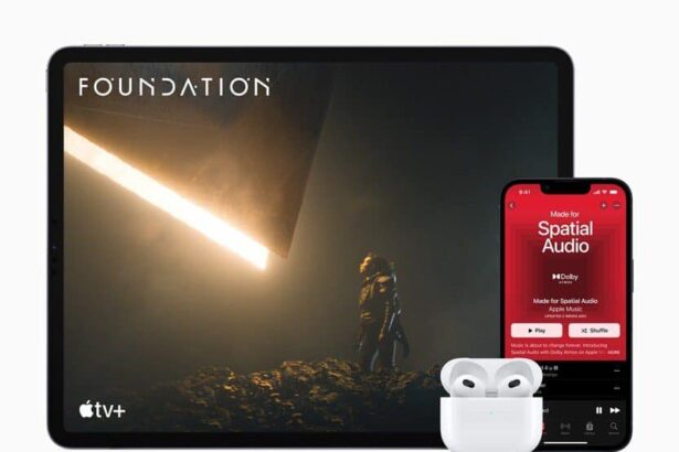 MacBook Air, iPad Pro, iPhone 13 Pro, and the new AirPods.  