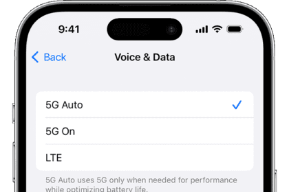 Screenshot showing Voice & Data preferences  