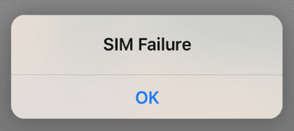 SIM Failure message