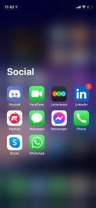 Phone app in Social folder in iPhone App Library
