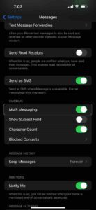 iPhone MMS Messaging option