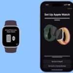An Apple Watch being set up next to an iPhone  
