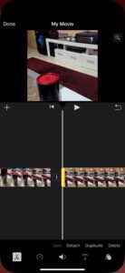 Split the middle of a video in iMovie on iPhone