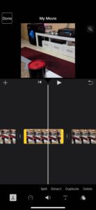 Split again to remove the middle of a video in iMovie on iPhone