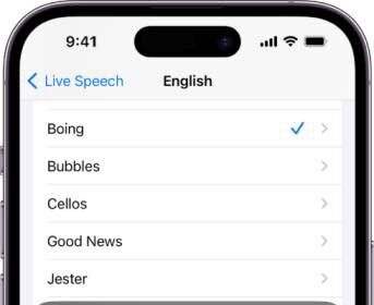 Live Speech activated over the settings pane where the voice is chosen.  