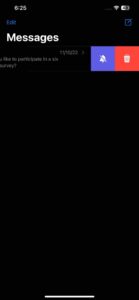 A screenshot showing hide alerts bell icon in iPhone messages