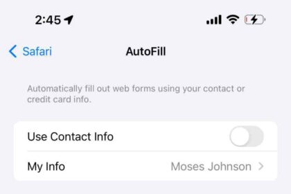 Turn off Use Contact Info and credit cards options on an iPhone