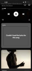 Couldn’t load the lyrics for this song message on Spotify app for iPhone