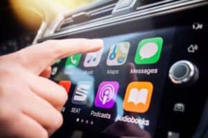 Using Apple CarPlay with a car's entertainment unit.  