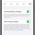 The Charging screen, with a slider for charge-limit options  