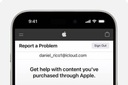 iPhone showing the Report a Problem website where you can request a refund. After you choose Request a refund, choose the reason why you're asking for the refund.  