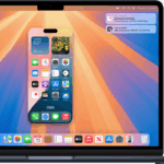 MacBook Air mirroring a nearby iPhone.