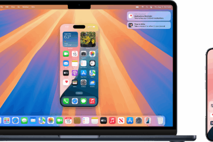 MacBook Air mirroring a nearby iPhone.