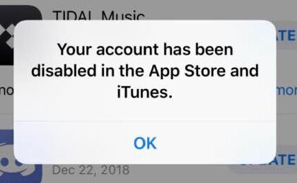 your account has been disabled in the App Store and iTunes
