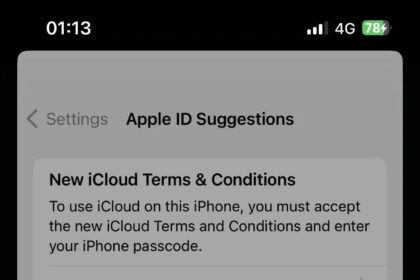 iCloud Terms error screen  