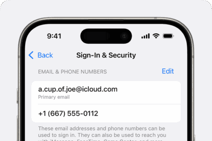 iPhone showing the Sign In & Security settings and option to Change Password