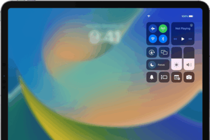 iPad screen showing Control Center.  