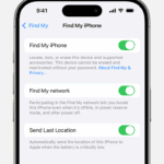 iPhone screen showing Find My settings  