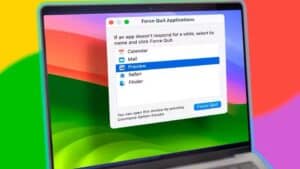 MacBook displaying the force quit applications window.  