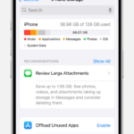 An iPhone screen showing recommendations to make space on your device