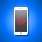 An iPhone silhouette with a Touch ID logo on its screen.