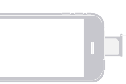 Image shows SIM on top of iPhone