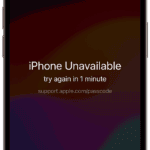The iPhone Unavailable screen in iOS 17 or later includes a Forgot Passcode? option.