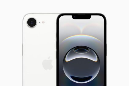 The 6.1-inch display and back camera on iPhone 16e.