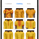 The Memoji screen, showing the character being created in the middle, features to customize below the character, then below that, options for the selected feature. The Done button is at the top right and the Cancel button is at the top left.  