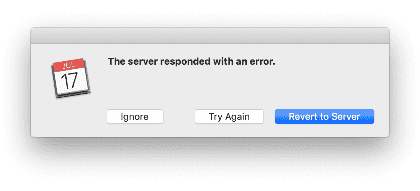 Calendar error screenshot