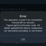 Facebook error screen