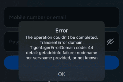 Facebook error screen