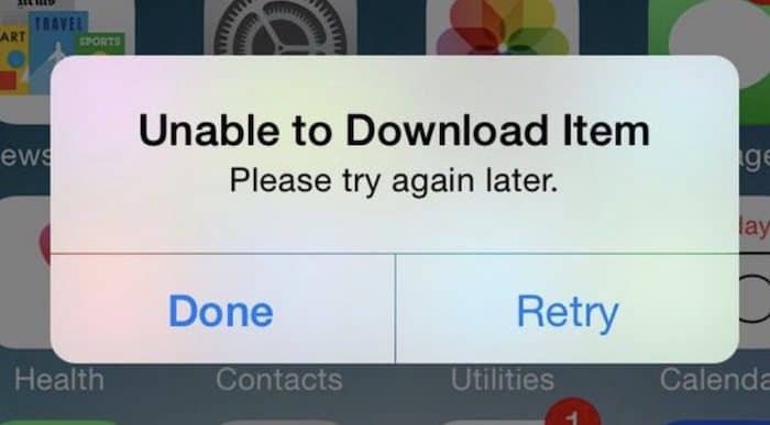 Unable to download item