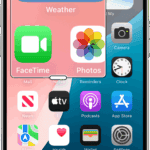 An iPhone showing the Home Screen with a window zoomed in on a part of the screen.