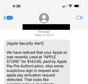 Scam alert message