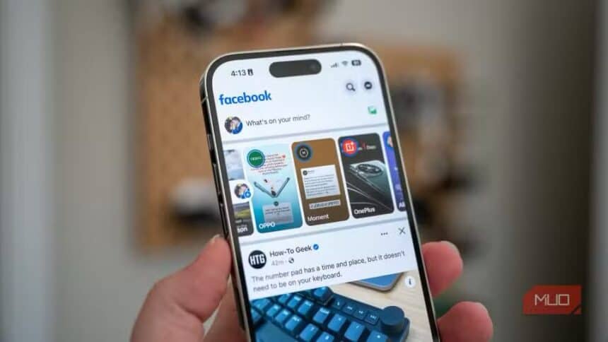 Facebook home page on an Apple iPhone 14 Pro
