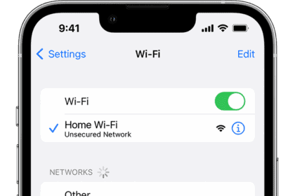 An iPhone showing the Wi-Fi screen. There's a blue a checkmark next to the Wi-Fi network's name.  