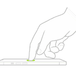 A finger tapping the screen to wake iPhone.