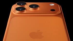 A close-up view of the back of iPhone 17 Pro.