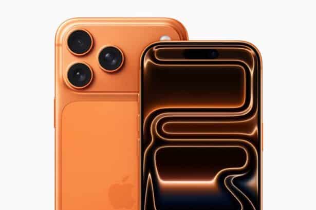 The new iPhone 17 Pro in cosmic orange.