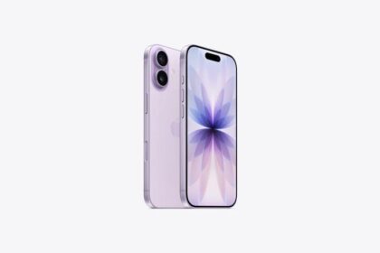 iPhone 17, back exterior, lavender color, Dual Fusion camera system, front exterior, all screen design, Dynamic Island, thin black display border, side exterior, Action button, volume buttons, Side button, Camera Control button  