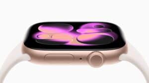 An angled side-profile view of Apple Watch Series 11.