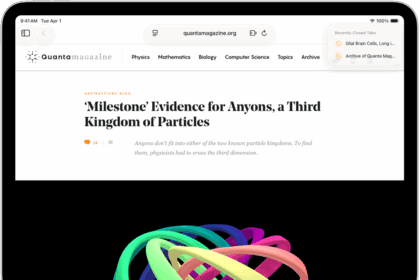 In Safari, a webpage is open. At the top right of the screen, the New Tab button is selected, and a list of two recently closed tabs is visible.
