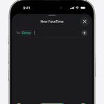 In FaceTime on iPhone, a name is entered in the To field for a new FaceTime call.