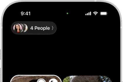 A Group FaceTime call showing five participants in separate tiles.