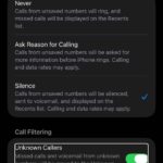 Settings to silence unknown callers on iPhone