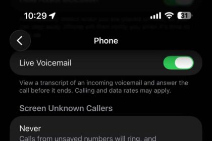 Settings to silence unknown callers on iPhone